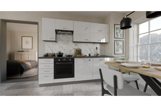 Zestaw mebli kuchennych 240 cm LAURA biała